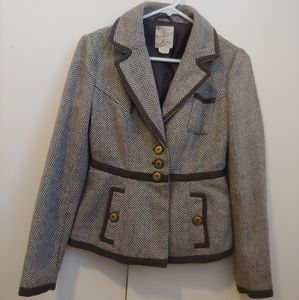 Anthropologie Tulle Blazer jacket grey wool pleats